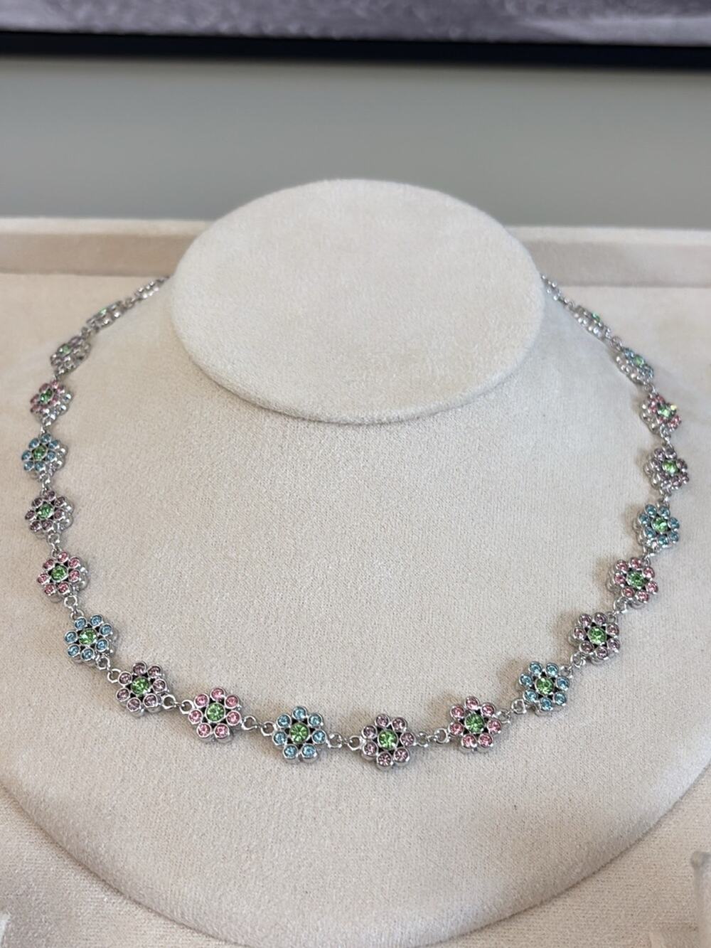 D’Orlan Delicate Multicolor Floral Swarovski Crystal Necklace - Women Jewelry